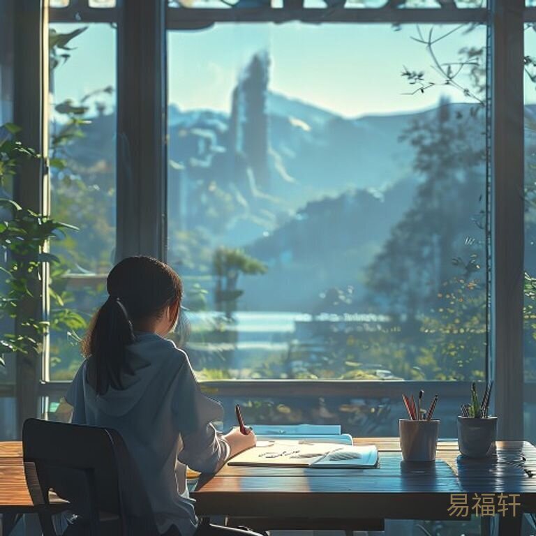 一个女孩坐在窗边课桌前停下笔，阳光照在她发愣的半张脸上，身后同学的影子飞快写字