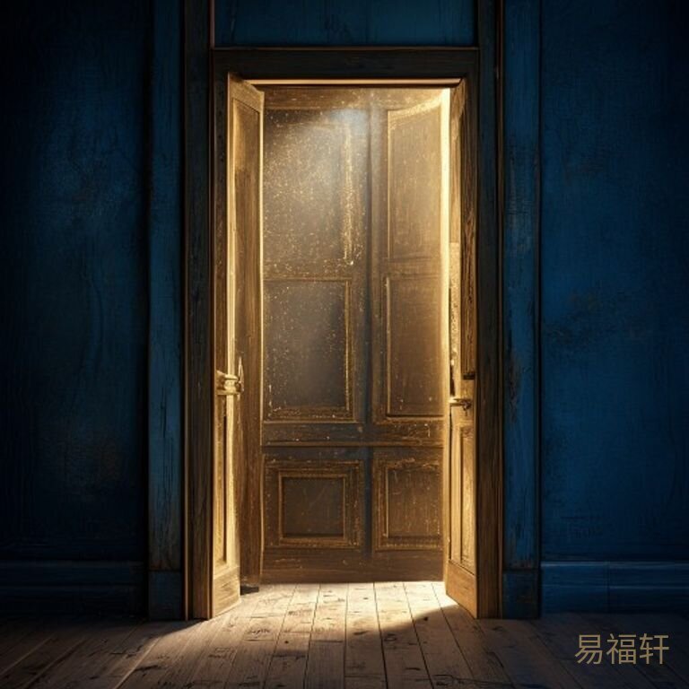 一扇老旧的木门微微开启，门缝里透出金色的光，仿佛藏着什么珍贵的东西