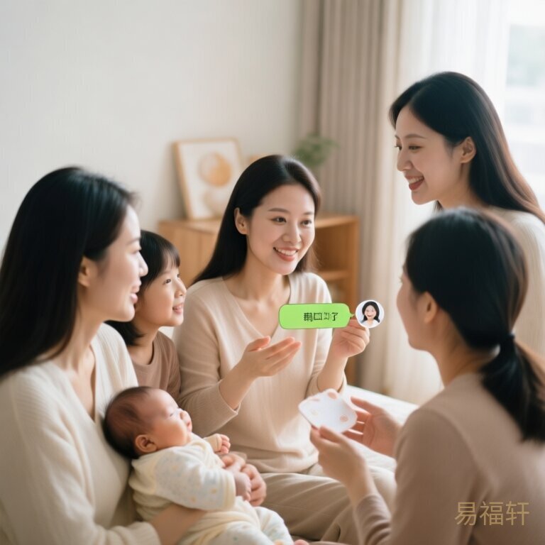 妈妈群聊天截图画面，几个闺蜜头像在讨论预产期