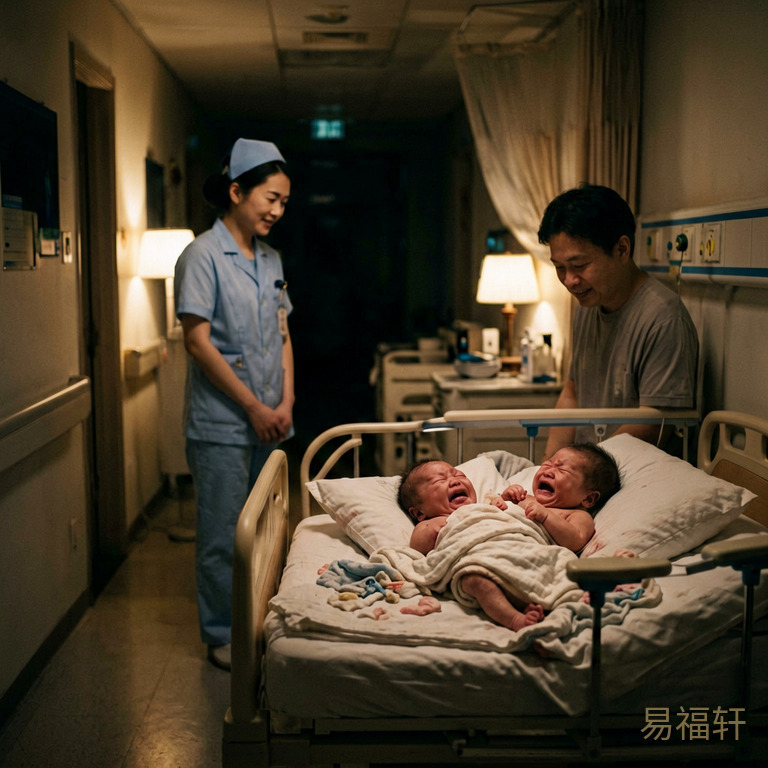 深夜十点的产房走廊，外面一片漆黑，只有护士站的灯孤零零亮着。房间里宝宝在哭，声音不大但一直不停，像被什么东西搅得焦躁不安，怎么哄都静不下来